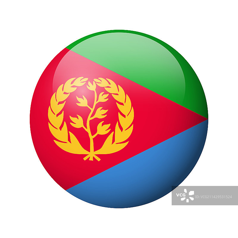厄立特里亚光泽圆形徽章旗帜图片素材