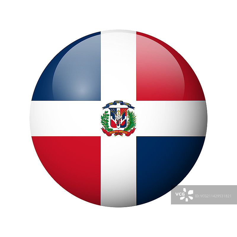 多米尼加共和国国旗光面圆形徽章图片素材