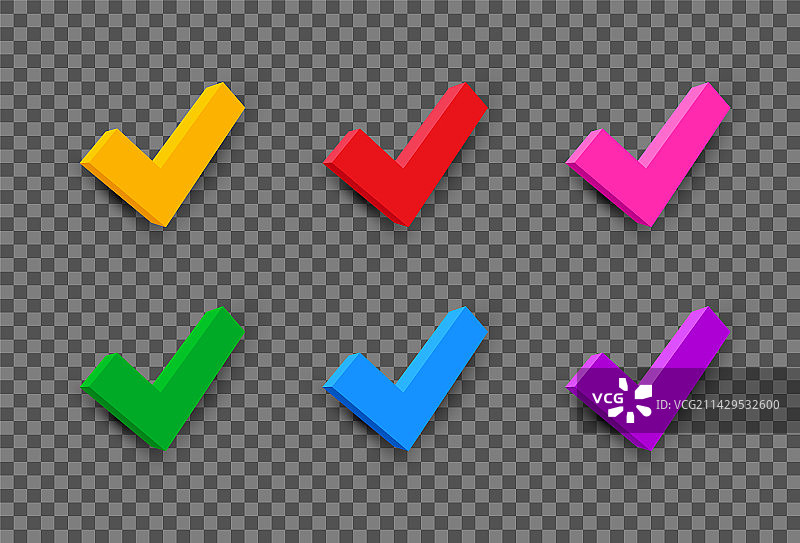 3D风格的彩色复选标记图片素材
