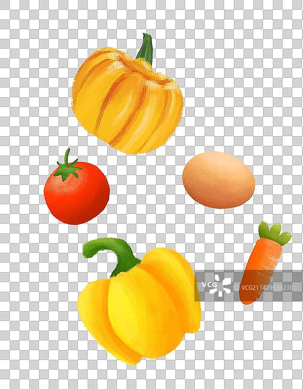 蔬菜南瓜柿子椒小西红柿胡萝卜鸡蛋图片素材