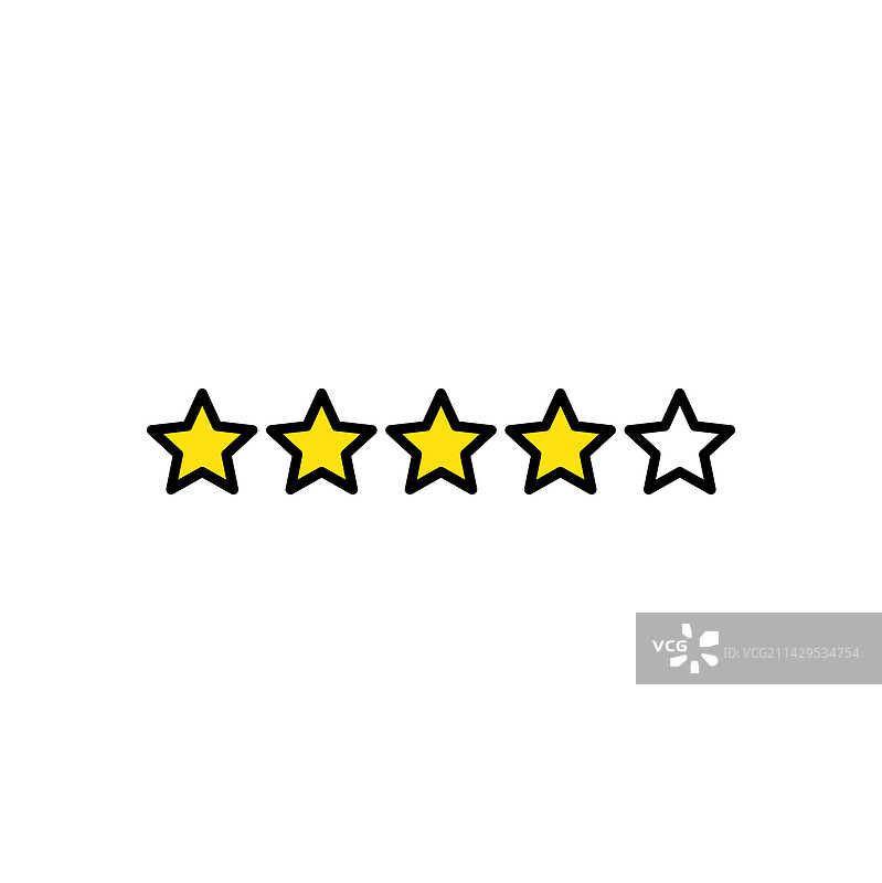 五星评级标志细线图标图片素材