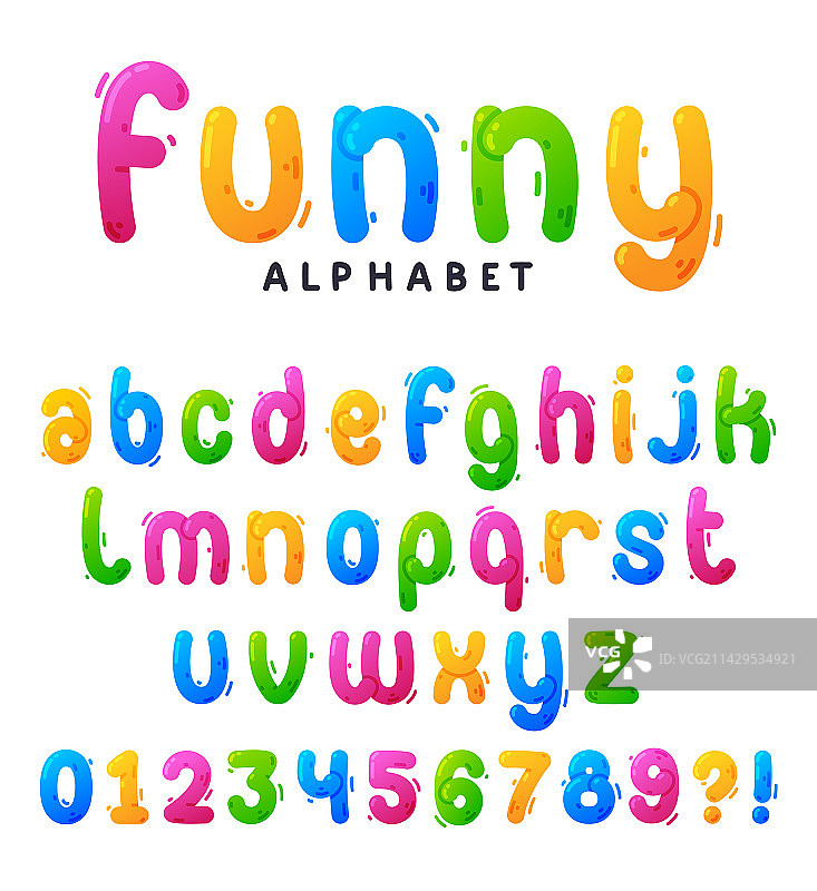 有趣的儿童字母和明亮的气球字体图片素材