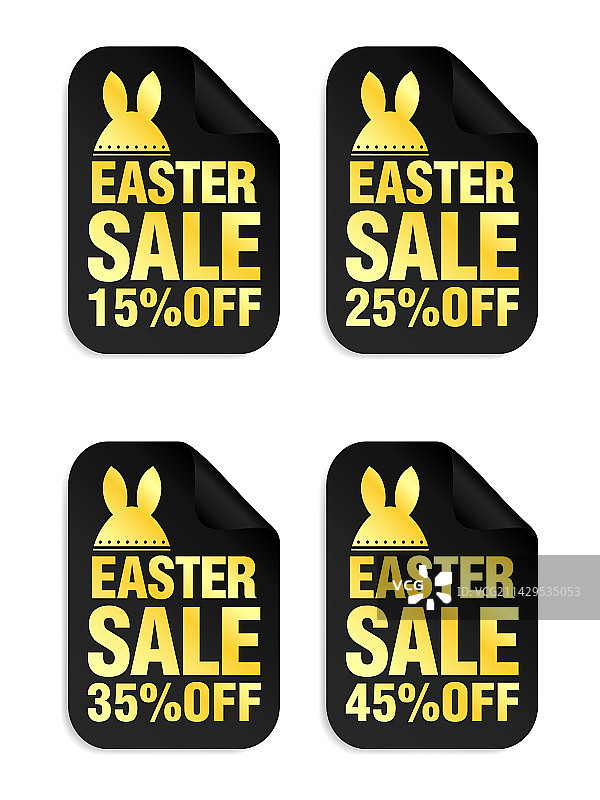 复活节促销黑色贴纸金色文字15 25 35 45图片素材