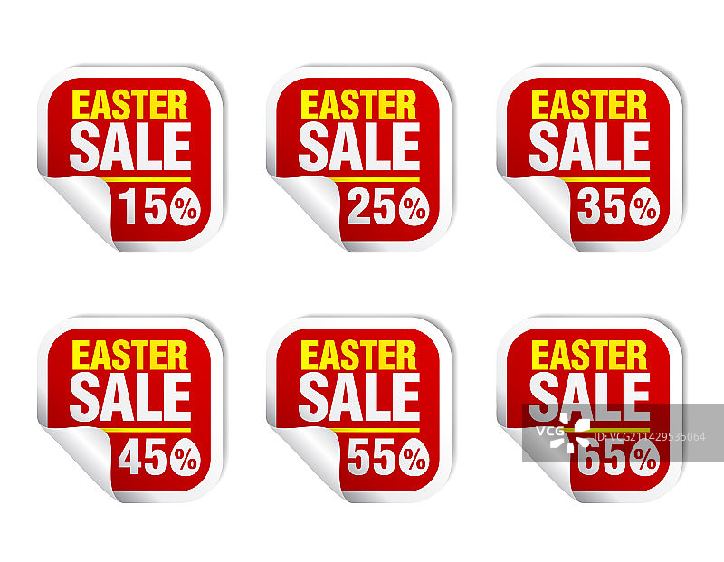 复活节促销红色贴纸图标套装图片素材
