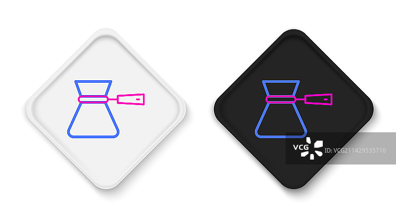 线条咖啡土耳其壶图标，白色背景图片素材