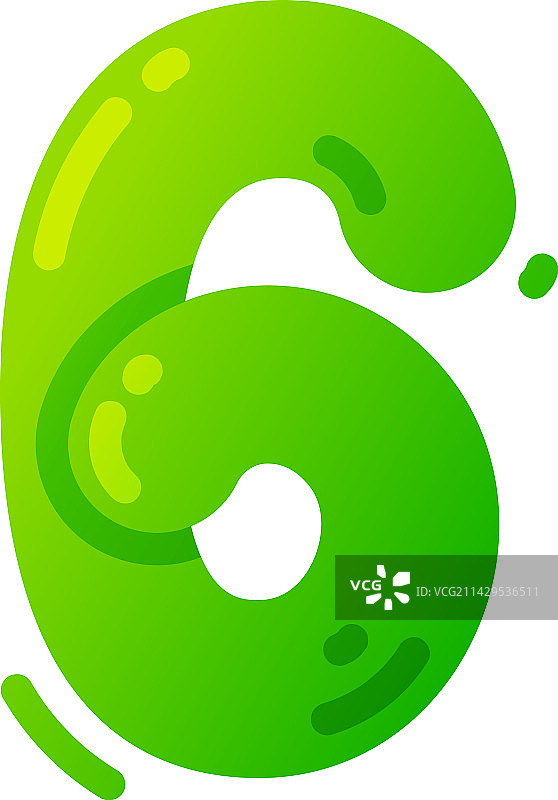 有趣的绿色气球数字六图片素材