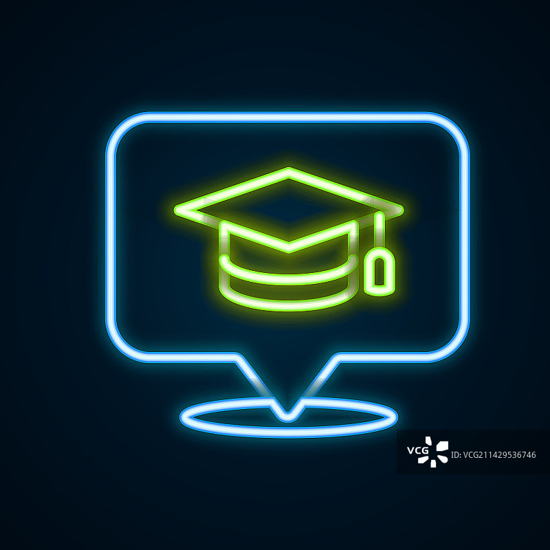 发光霓虹灯线条毕业帽在语音气泡中图片素材