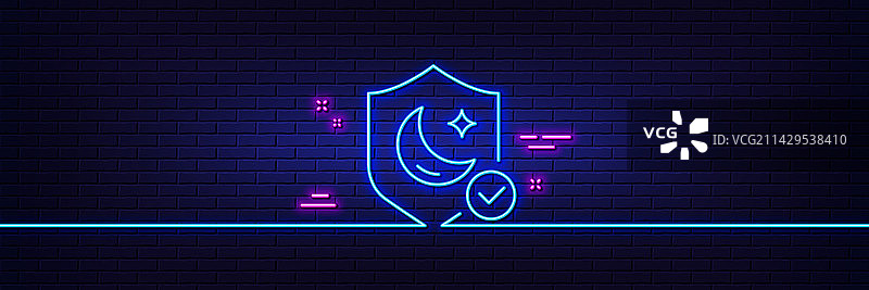 睡眠卫士线性图标（无失眠标志，霓虹灯效果）图片素材