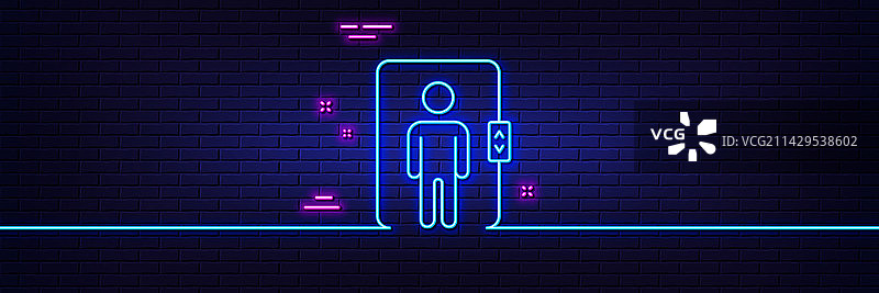 电梯线性图标（交通电梯标志，霓虹灯效果）图片素材