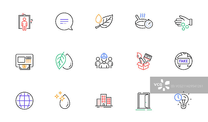 煎锅和文本消息线条图标画笔图片素材