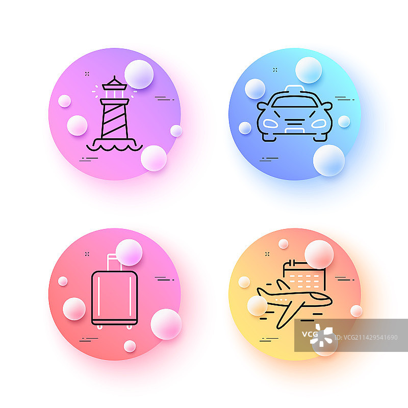 选择航班出租车和行李认领极简图标图片素材