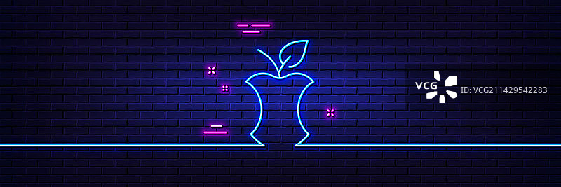 苹果核有机废弃物线性图标霓虹灯标志图片素材