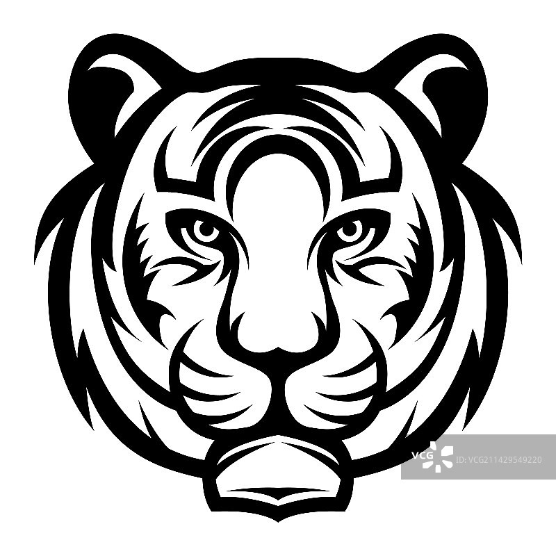 黑白虎头logo设计模板图片素材