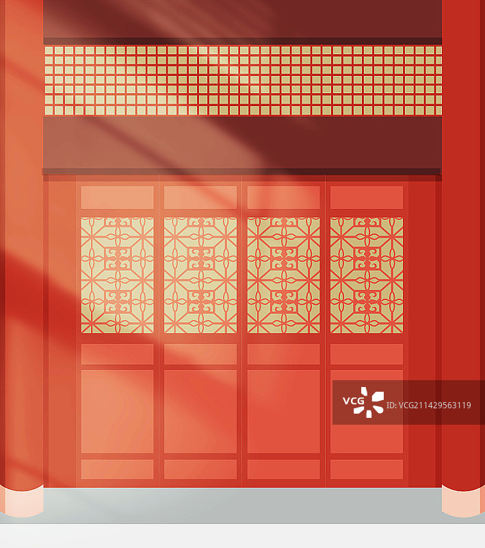 中式古典建筑门窗图片素材