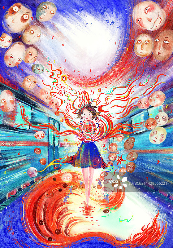 女孩的列车幻想图片素材