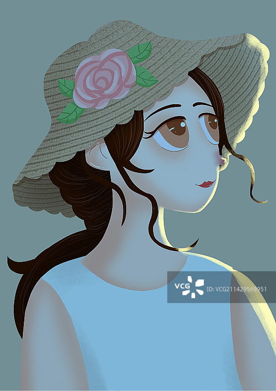 月光下的女孩图片素材