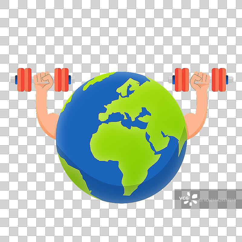 地球举哑铃元素图片素材