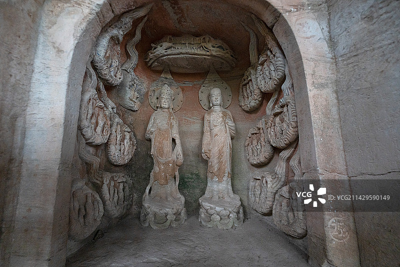 大足石刻北山石刻观音地藏龛图片素材
