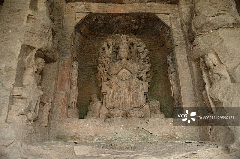 大足石刻北山石刻观音地藏龛图片素材