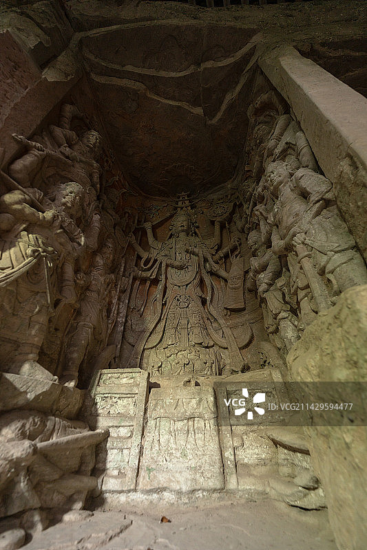 大足石刻北山石刻摩利支天女龛图片素材