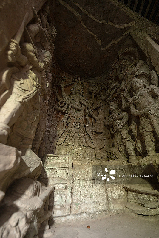 大足石刻北山石刻摩利支天女龛图片素材