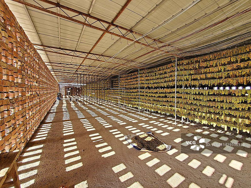 新疆吐鲁番晾房里的葡萄干图片素材