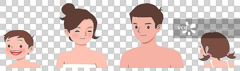 一家人泡温泉图片素材