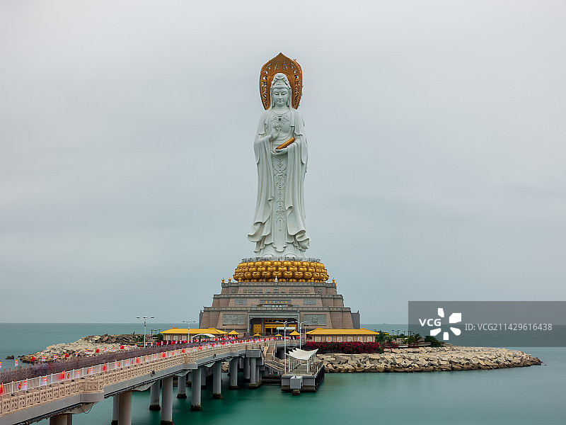 海南南海观音全景长曝旅行宣传正面图图片素材