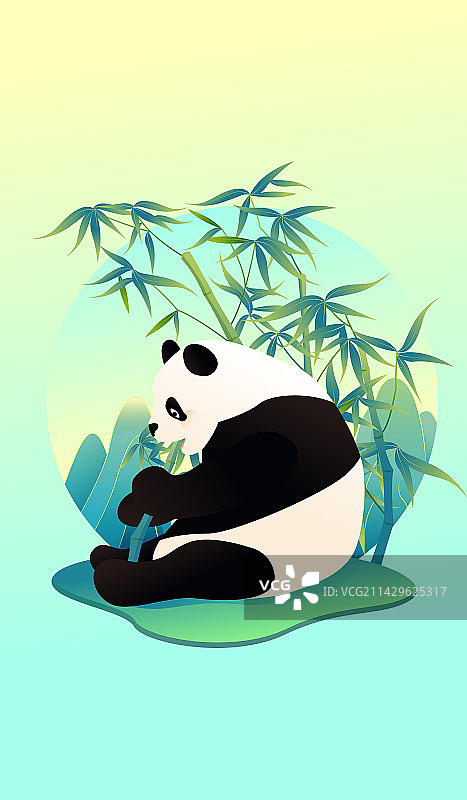 可爱动物熊猫矢量插画图片素材