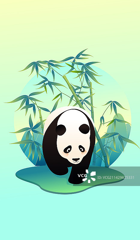 可爱动物熊猫矢量插画图片素材