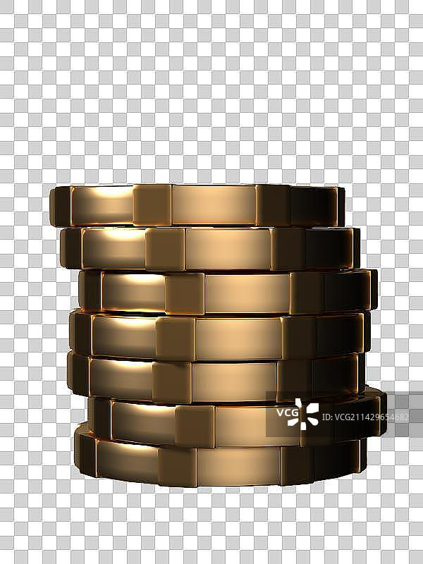 抠3D渲染金色层叠圆形金币图片素材