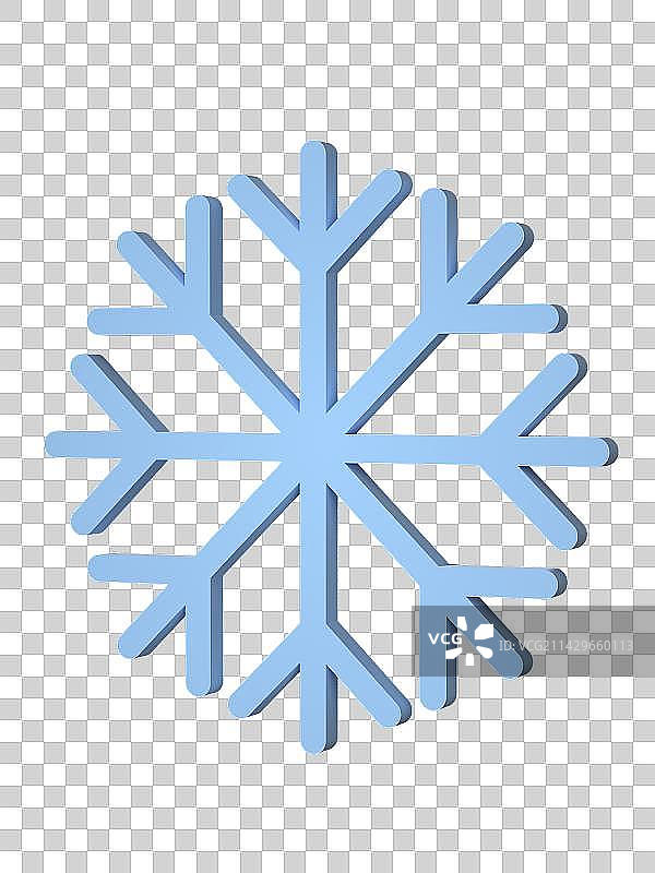 免抠3D渲染蓝色磨砂雪花标志图形图片素材