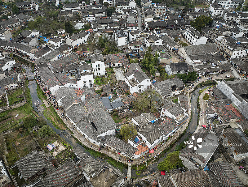 航拍泾县查济古村落图片素材