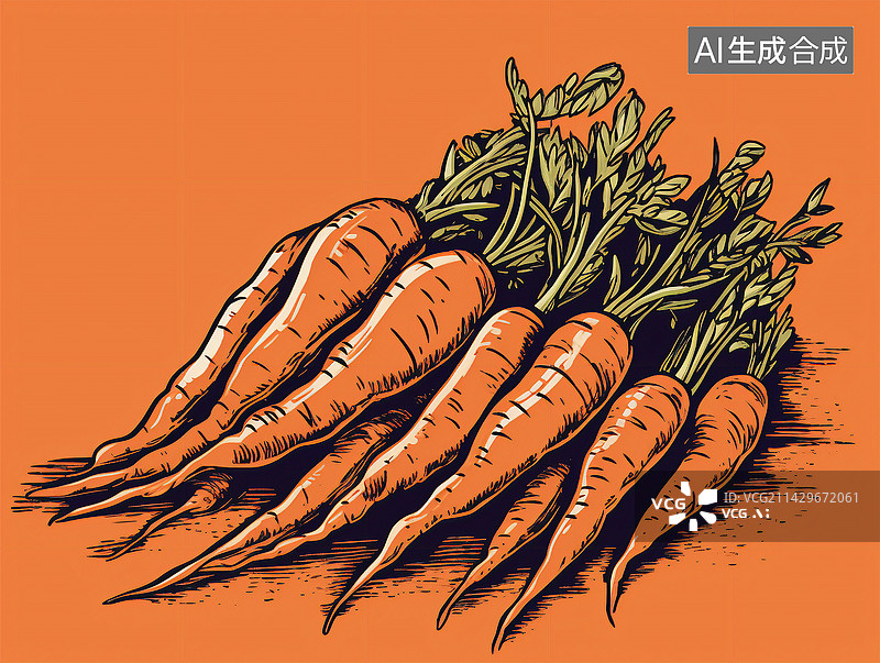 【AI数字艺术】橙色背景上的胡萝卜特写镜头图片素材