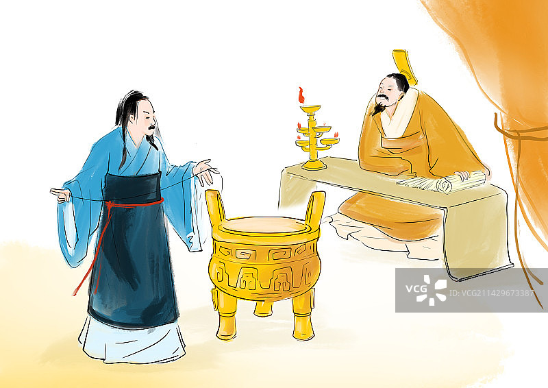 发引千钧中国风教育文学故事插画古代人物成语典故图片素材