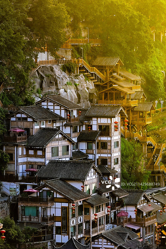 重庆洪崖洞日落景色图片素材