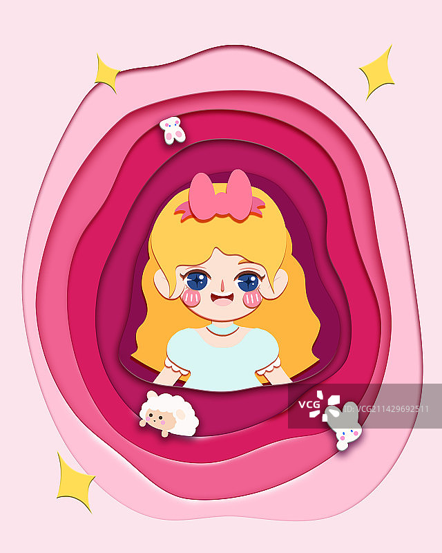 粉色可爱女孩图片素材