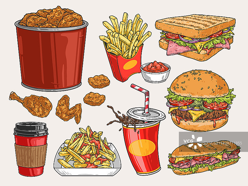 彩色快餐套餐标签图片素材