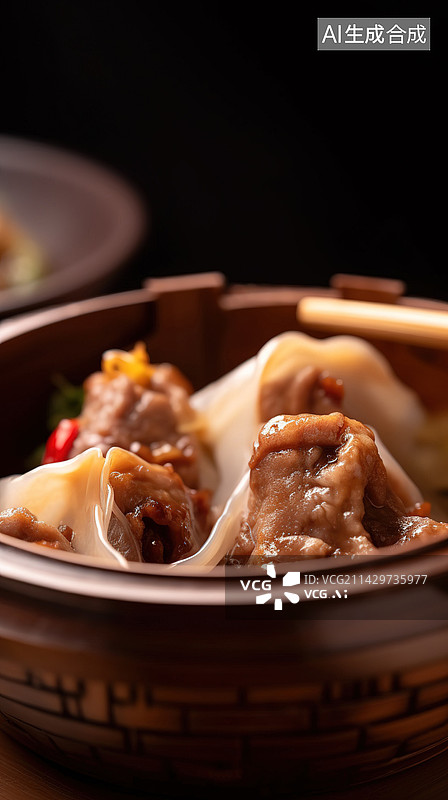 【AI数字艺术】蒸笼里的烧卖美食特写图片素材