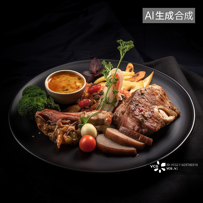【AI数字艺术】丰盛的西餐美食图片素材