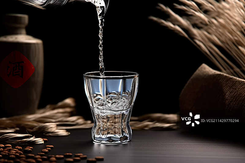 中国白酒酿酒酒杯倒酒酿造特写图片素材