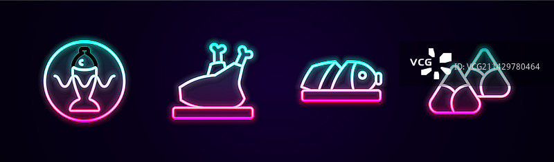 盘装烤火鸡配鱼套餐图片素材