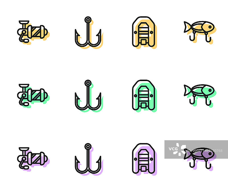 带马达的充气艇旋转卷轴线条图片素材