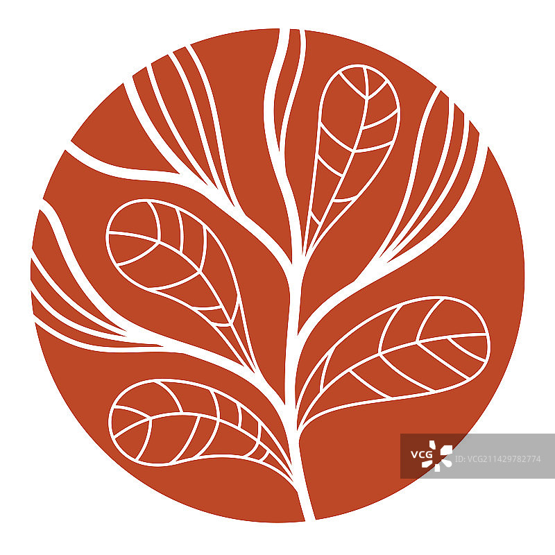 圆形花卉复古线性Logo设计模板图片素材