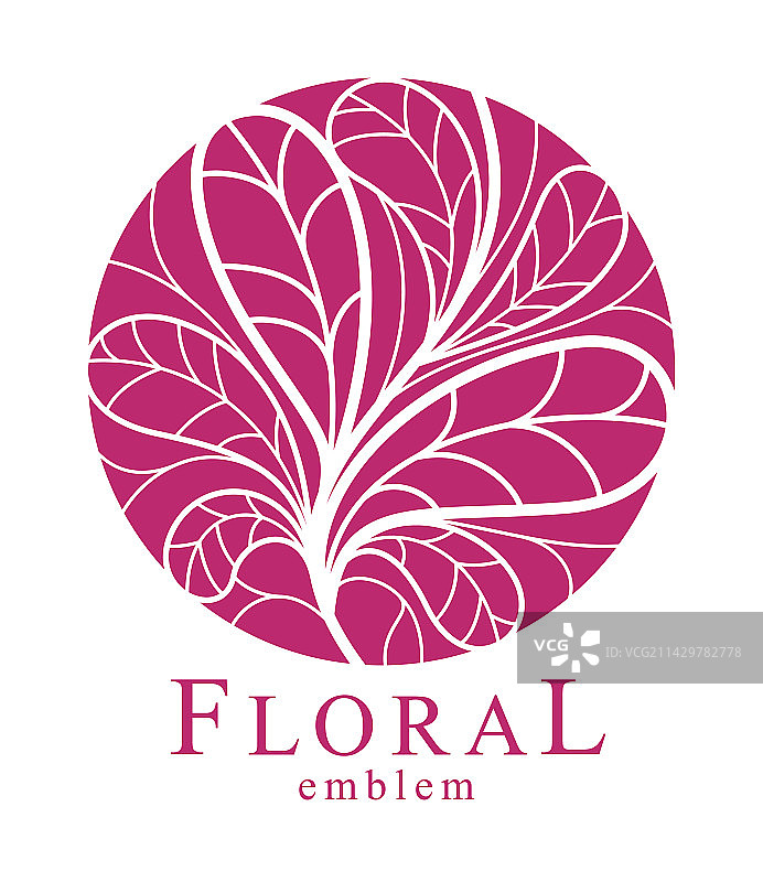圆形花卉复古线性Logo设计模板图片素材