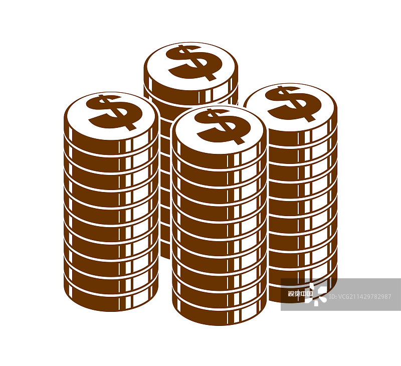 硬币堆叠现金静物图片素材