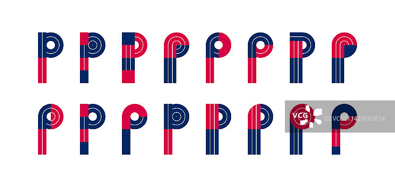 复古潮流P字母标志元素图片素材