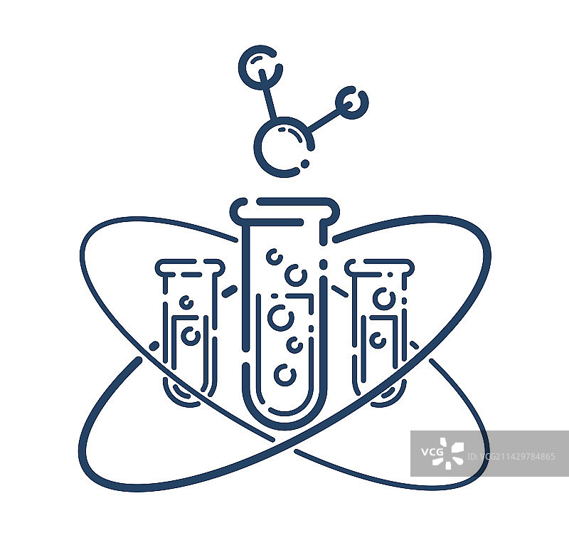 试管和原子简单线性图标科学图片素材