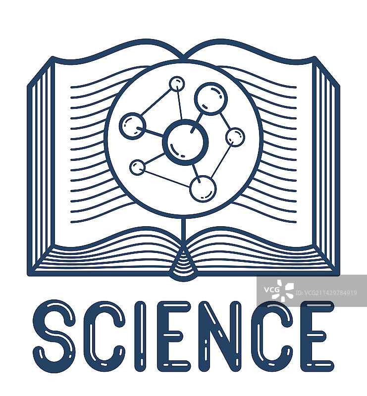 打开的书本与分子线性图标，教育图片素材