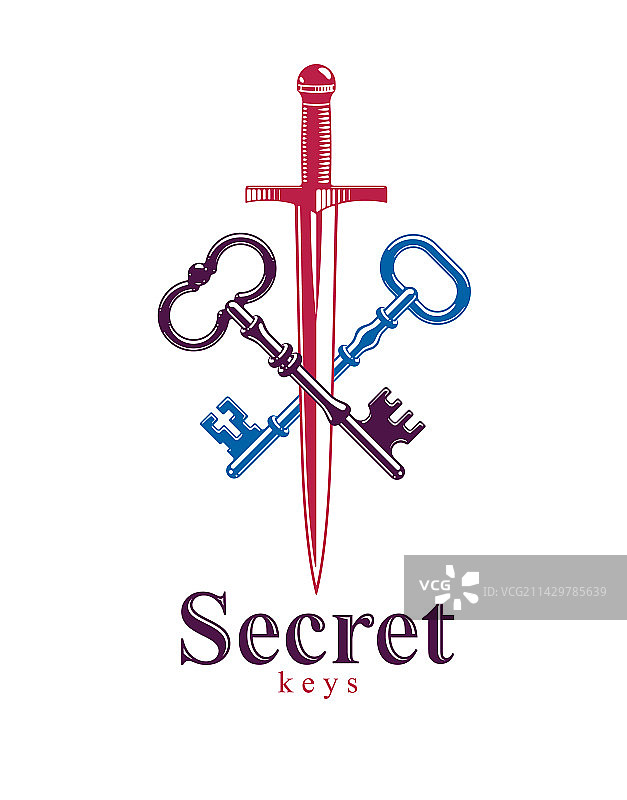 交叉的钥匙和匕首符号标志图片素材